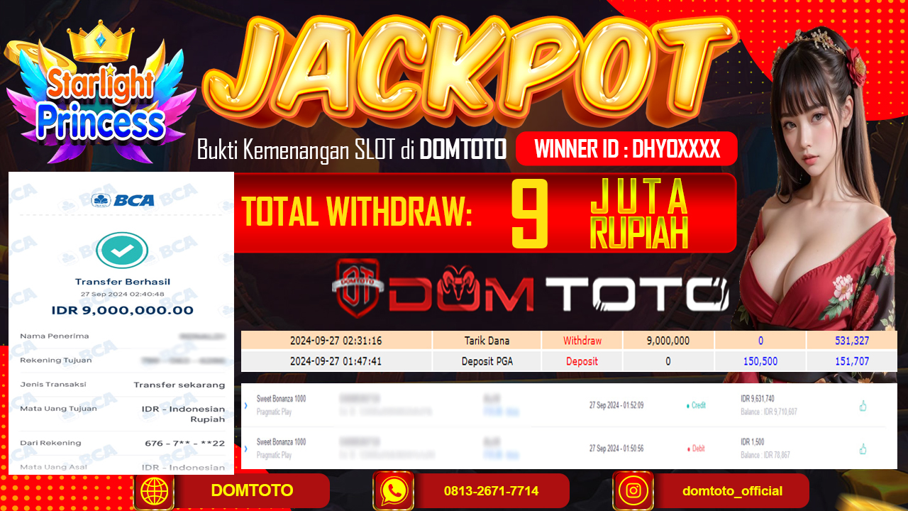 JACKPOT SLOT SWEET BONANZA 1000 27 SEPTEMBER 2024